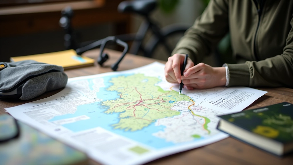 Cycling route maps and planning materials showing detailed greenway information