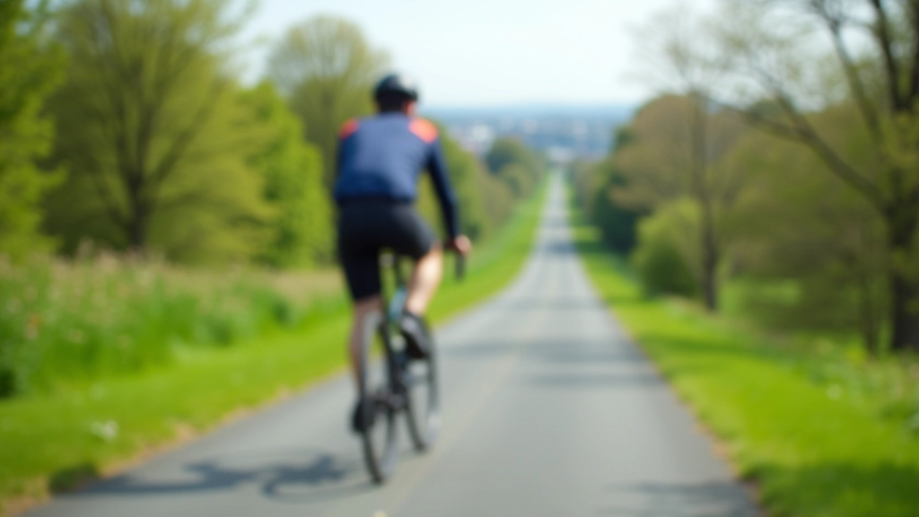 Cyclist riding on smooth tarmac Royal Canal path with modern Dublin buildings visible in background and clear weather conditions