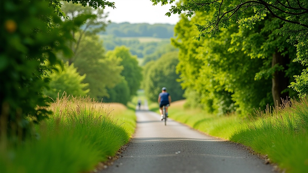 Beautiful Irish greenway cycling path winding through natural landscape