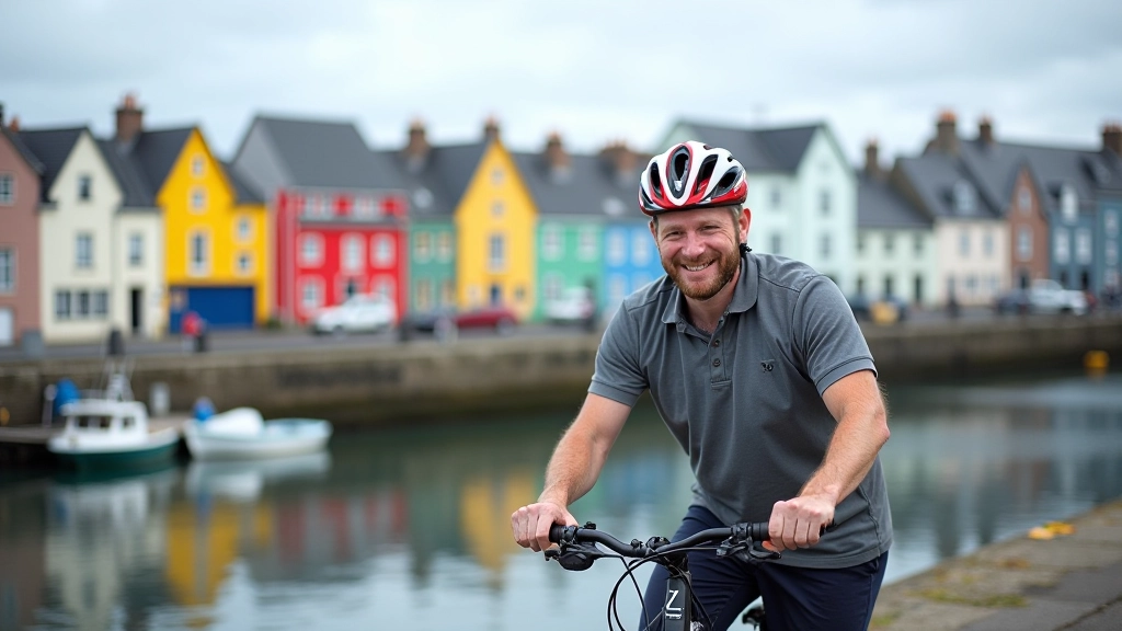 Westport town harbor with colorful buildings and traditional Irish architecture